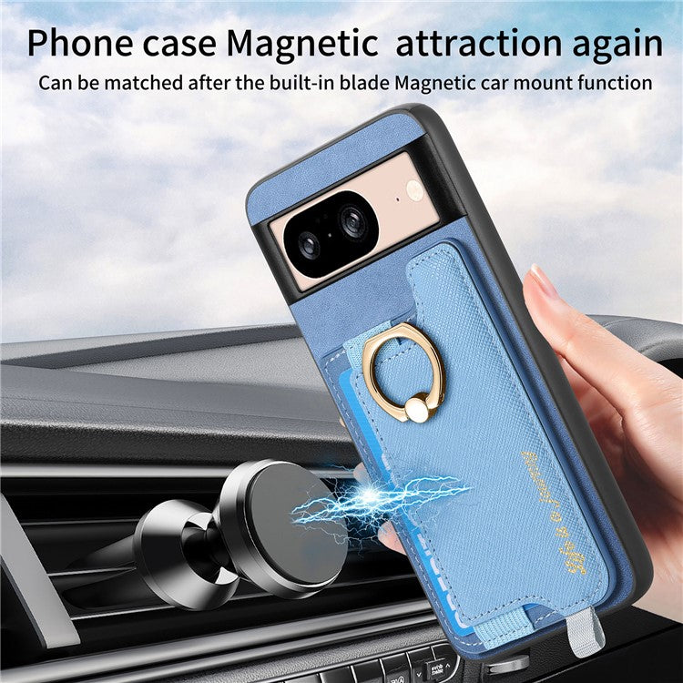 B5 For Google Pixel 8 Case 2-in-1 Magnetic Detachable Card Holder Leather+TPU Phone Cover - Blue