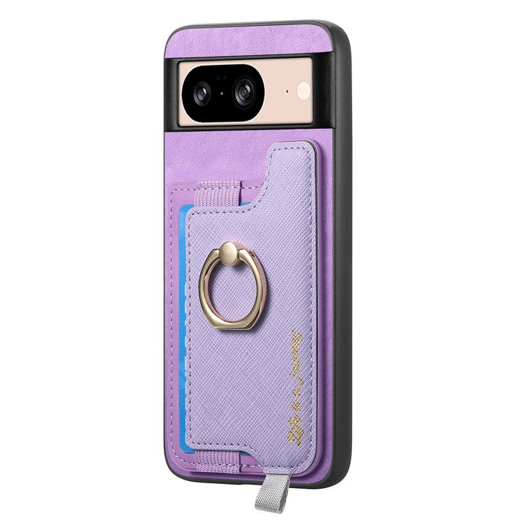 B5 For Google Pixel 8 Case 2-in-1 Magnetic Detachable Card Holder Leather+TPU Phone Cover - Purple