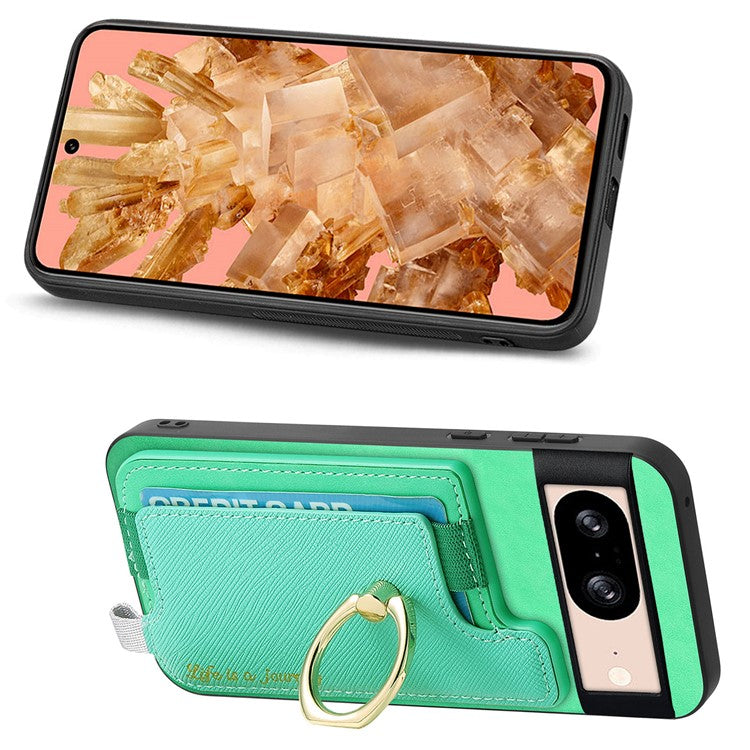 B5 For Google Pixel 8 Case 2-in-1 Magnetic Detachable Card Holder Leather+TPU Phone Cover - Green