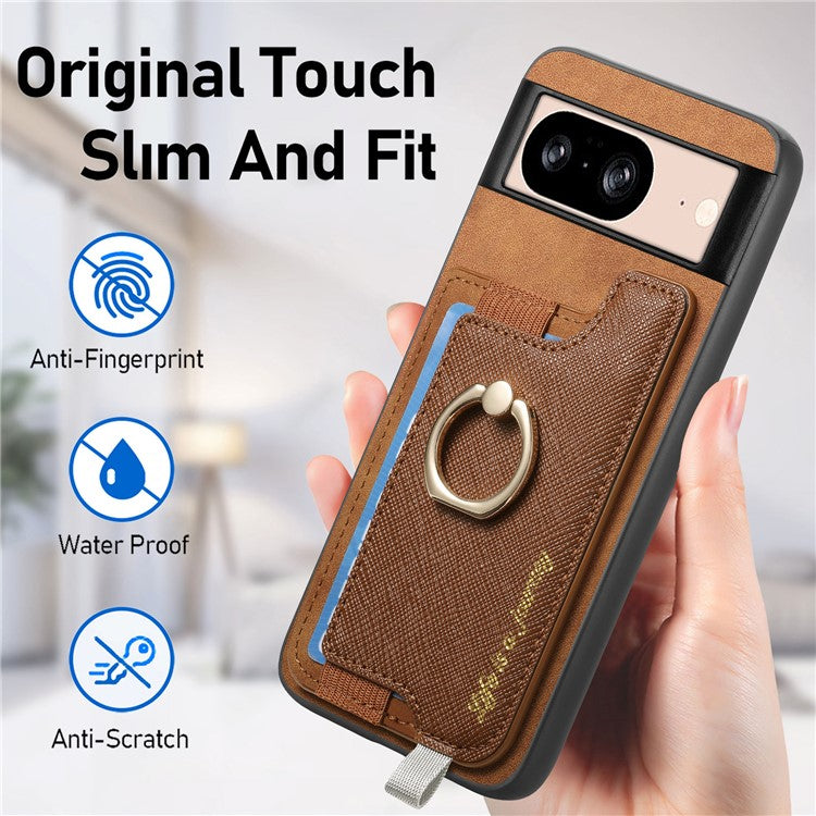 B5 For Google Pixel 8 Case 2-in-1 Magnetic Detachable Card Holder Leather+TPU Phone Cover - Brown