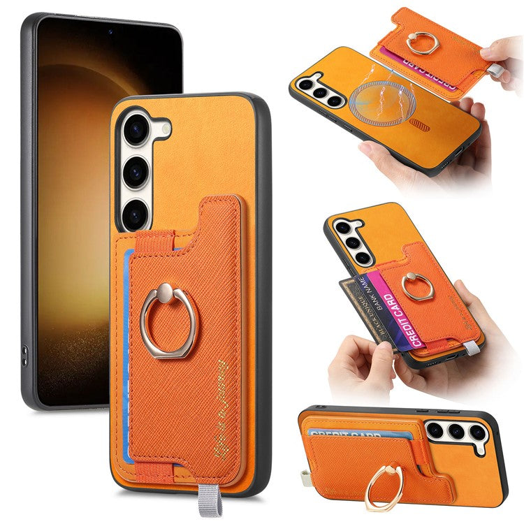 B5 For Samsung Galaxy S23+ Case 2-in-1 Magnetic Detachable Card Holder Leather+TPU Phone Cover - Yellow