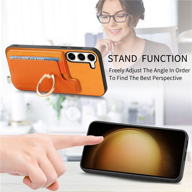 B5 For Samsung Galaxy S23+ Case 2-in-1 Magnetic Detachable Card Holder Leather+TPU Phone Cover - Yellow