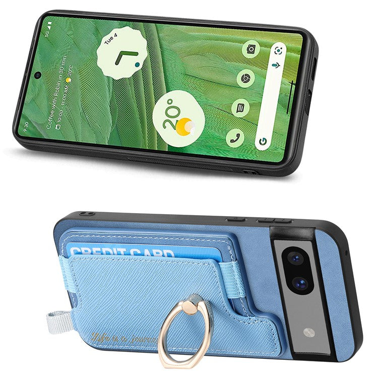 B5 For Google Pixel 7 5G Case 2-in-1 Magnetic Detachable Card Holder Leather+TPU Phone Cover - Blue