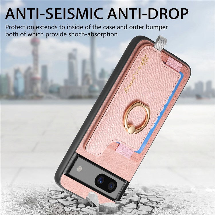 B5 For Google Pixel 7 5G Case 2-in-1 Magnetic Detachable Card Holder Leather+TPU Phone Cover - Pink