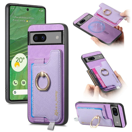 B5 For Google Pixel 7 5G Case 2-in-1 Magnetic Detachable Card Holder Leather+TPU Phone Cover - Purple