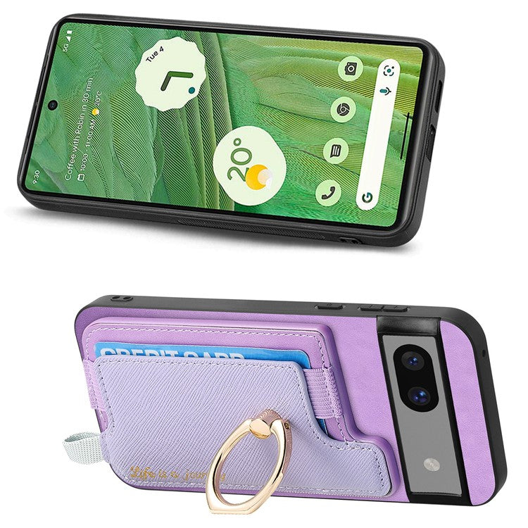 B5 For Google Pixel 7 5G Case 2-in-1 Magnetic Detachable Card Holder Leather+TPU Phone Cover - Purple