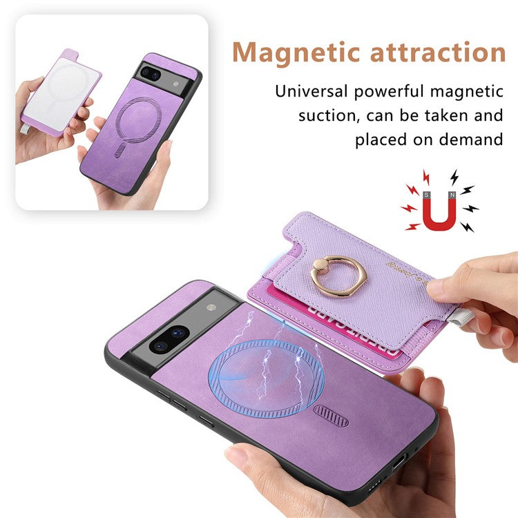 B5 For Google Pixel 7 5G Case 2-in-1 Magnetic Detachable Card Holder Leather+TPU Phone Cover - Purple