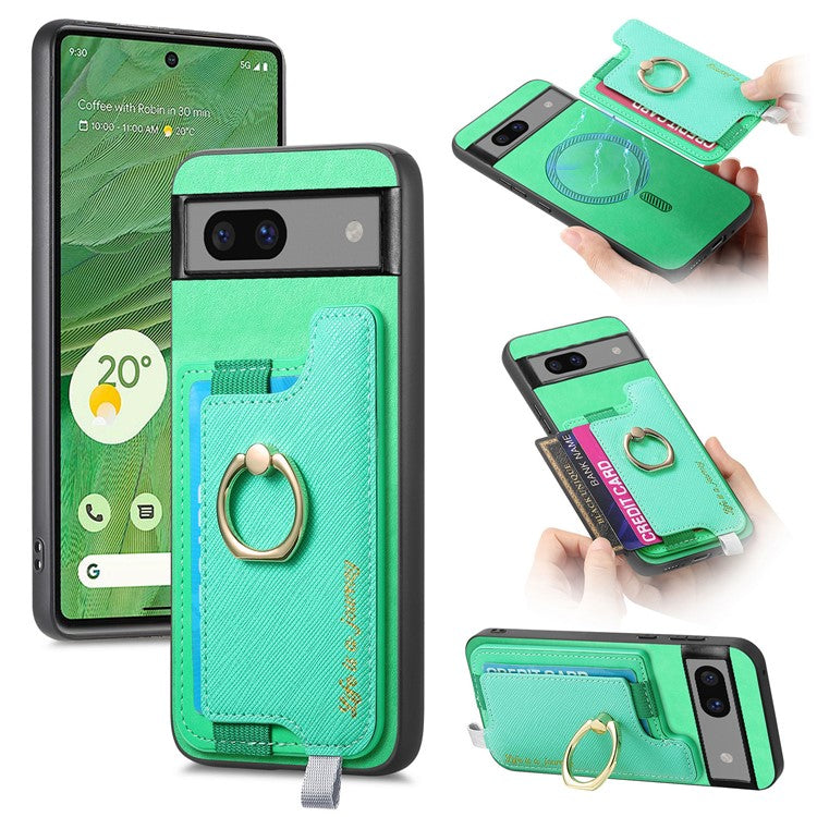 B5 For Google Pixel 7 5G Case 2-in-1 Magnetic Detachable Card Holder Leather+TPU Phone Cover - Green