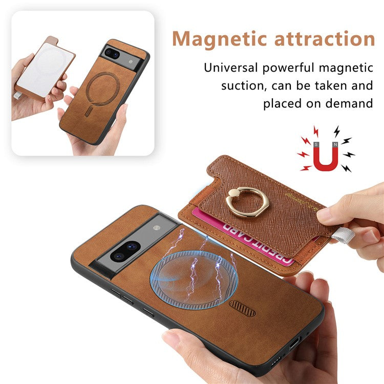 B5 For Google Pixel 7 5G Case 2-in-1 Magnetic Detachable Card Holder Leather+TPU Phone Cover - Brown