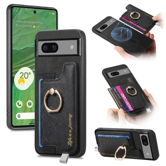 B5 For Google Pixel 7 5G Case 2-in-1 Magnetic Detachable Card Holder Leather+TPU Phone Cover - Black