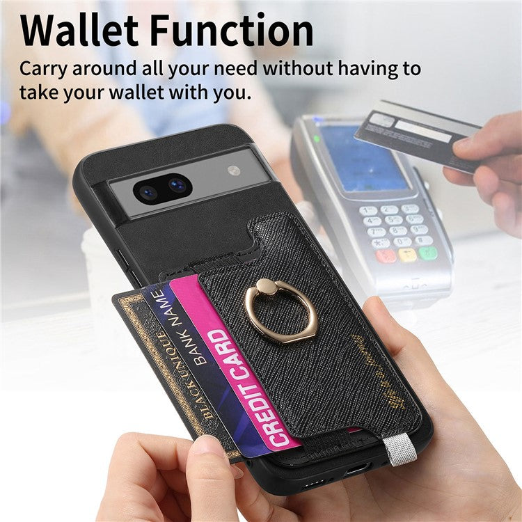 B5 For Google Pixel 7 5G Case 2-in-1 Magnetic Detachable Card Holder Leather+TPU Phone Cover - Black