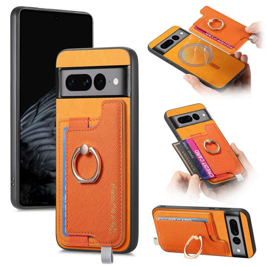 B5 For Google Pixel 7 Pro 5G Case 2-in-1 Magnetic Detachable Card Holder Leather+TPU Phone Cover - Yellow