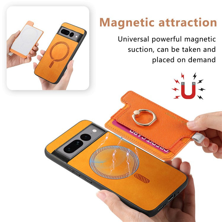 B5 For Google Pixel 7 Pro 5G Case 2-in-1 Magnetic Detachable Card Holder Leather+TPU Phone Cover - Yellow