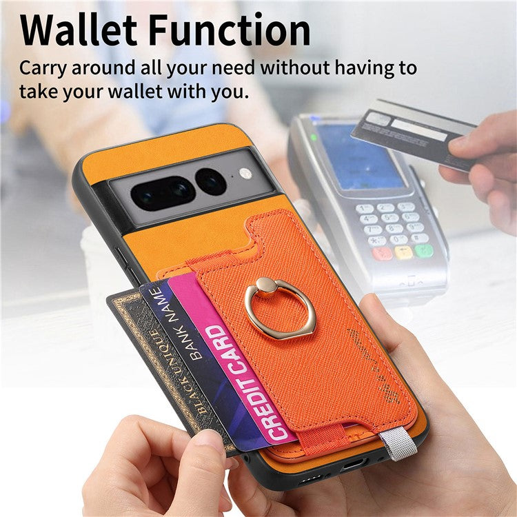 B5 For Google Pixel 7 Pro 5G Case 2-in-1 Magnetic Detachable Card Holder Leather+TPU Phone Cover - Yellow
