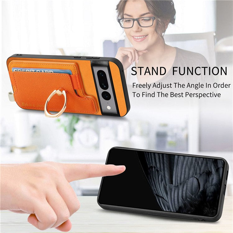 B5 For Google Pixel 7 Pro 5G Case 2-in-1 Magnetic Detachable Card Holder Leather+TPU Phone Cover - Yellow