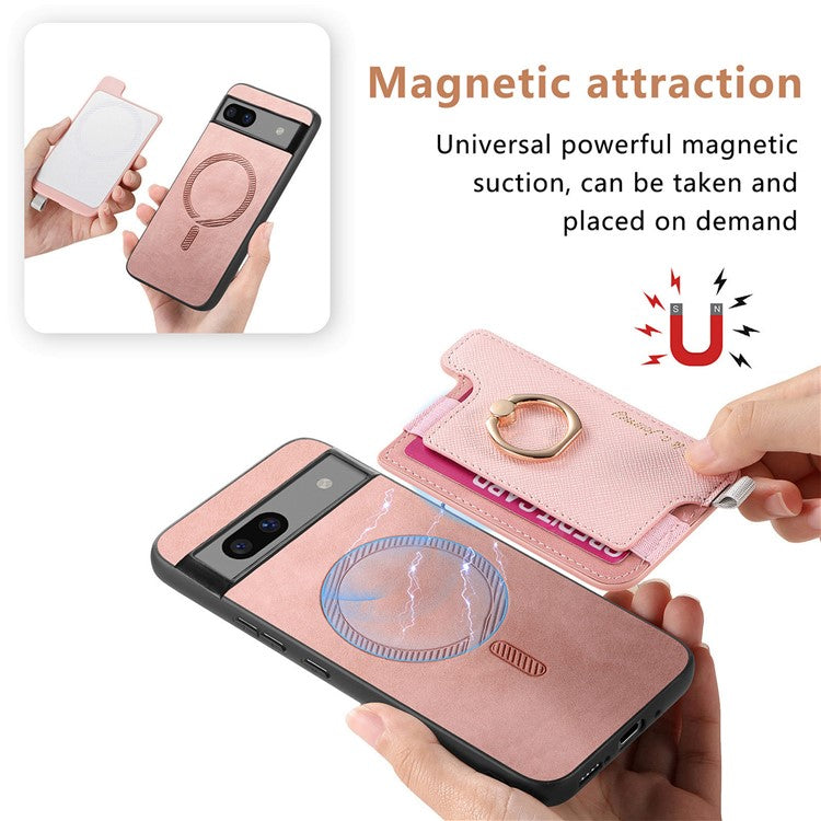 B5 For Google Pixel 7 Pro 5G Case 2-in-1 Magnetic Detachable Card Holder Leather+TPU Phone Cover - Pink