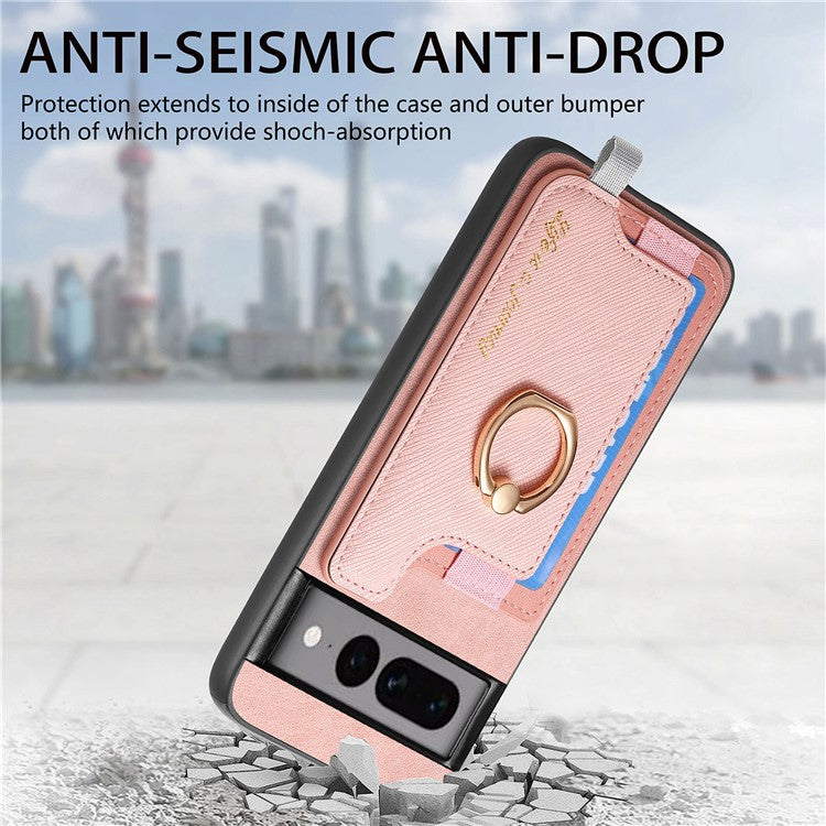 B5 For Google Pixel 7 Pro 5G Case 2-in-1 Magnetic Detachable Card Holder Leather+TPU Phone Cover - Pink