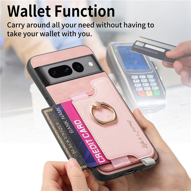 B5 For Google Pixel 7 Pro 5G Case 2-in-1 Magnetic Detachable Card Holder Leather+TPU Phone Cover - Pink