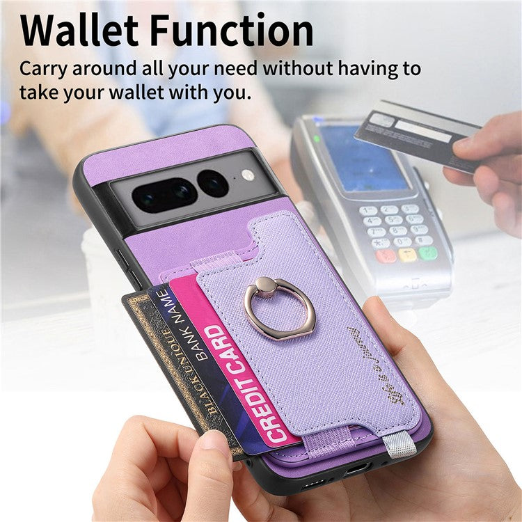 B5 For Google Pixel 7 Pro 5G Case 2-in-1 Magnetic Detachable Card Holder Leather+TPU Phone Cover - Purple