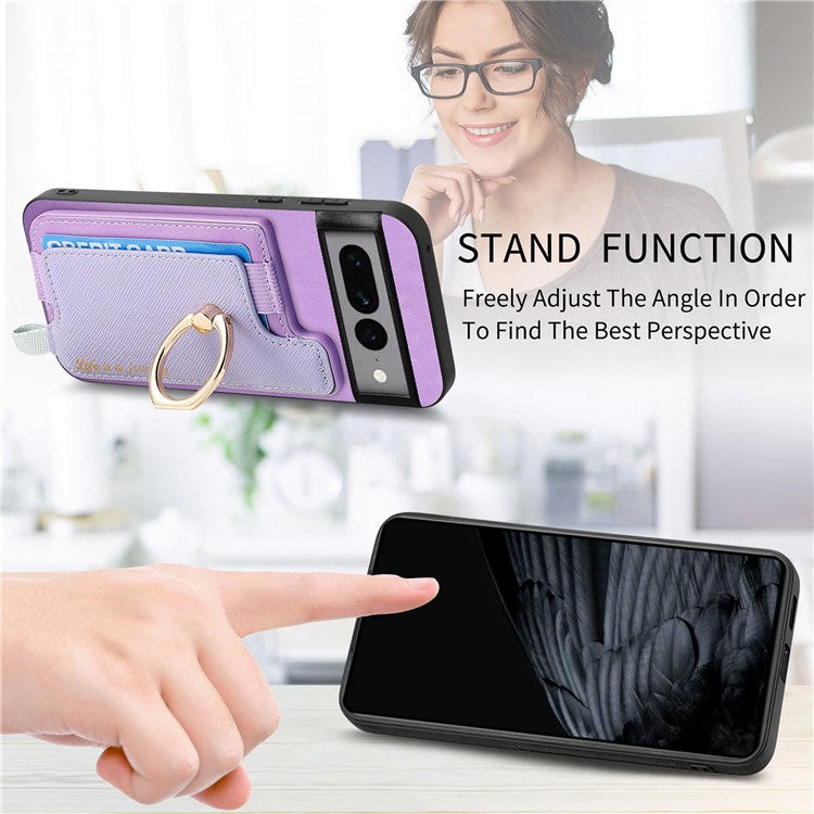 B5 For Google Pixel 7 Pro 5G Case 2-in-1 Magnetic Detachable Card Holder Leather+TPU Phone Cover - Purple
