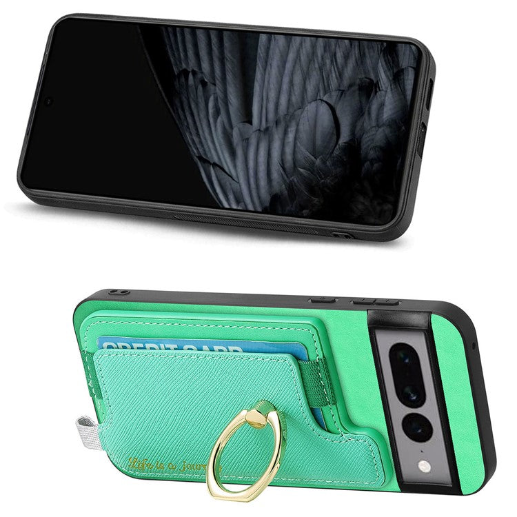 B5 For Google Pixel 7 Pro 5G Case 2-in-1 Magnetic Detachable Card Holder Leather+TPU Phone Cover - Green
