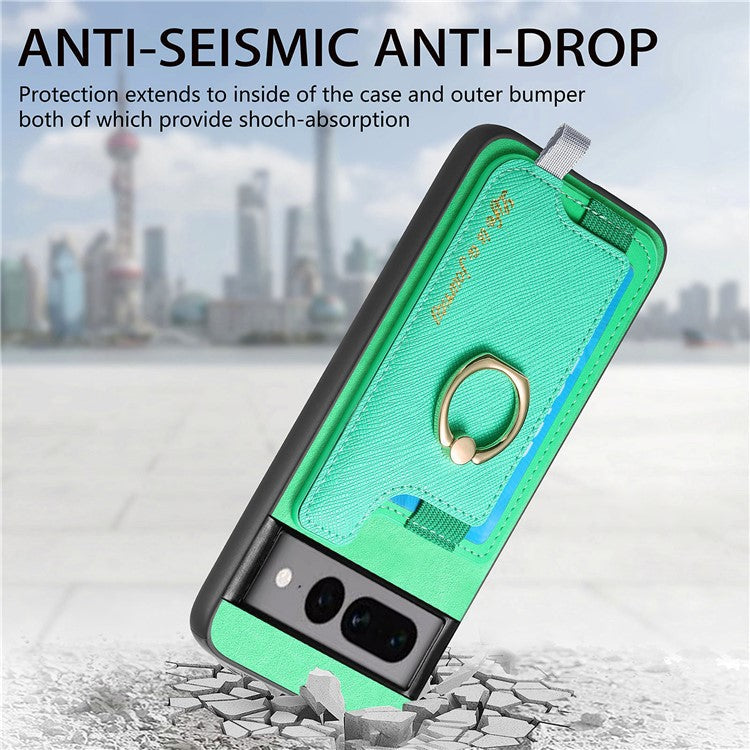 B5 For Google Pixel 7 Pro 5G Case 2-in-1 Magnetic Detachable Card Holder Leather+TPU Phone Cover - Green