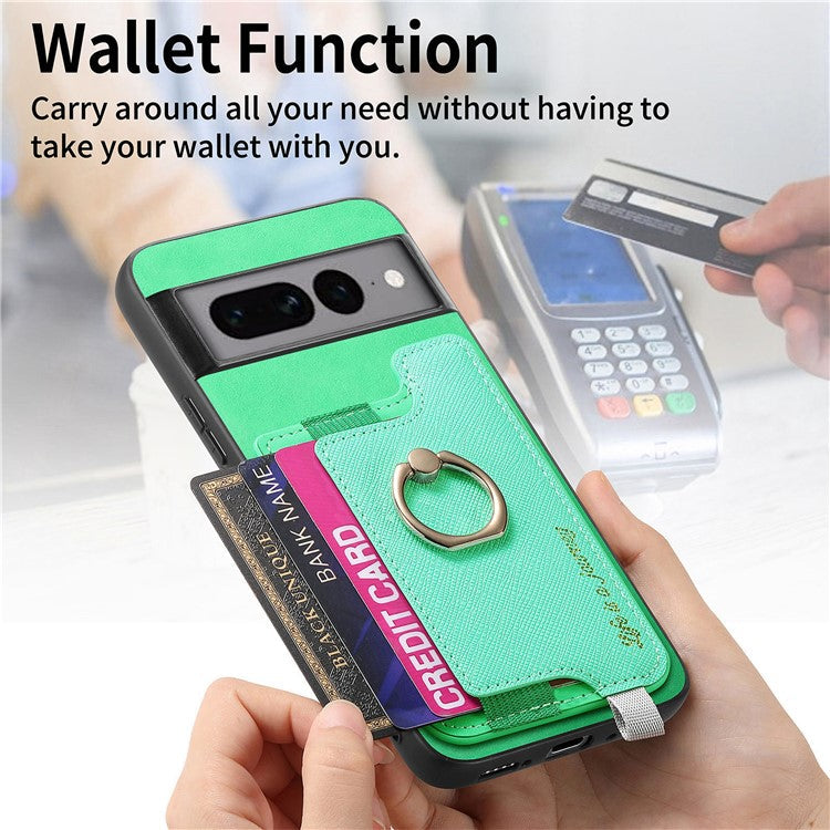 B5 For Google Pixel 7 Pro 5G Case 2-in-1 Magnetic Detachable Card Holder Leather+TPU Phone Cover - Green