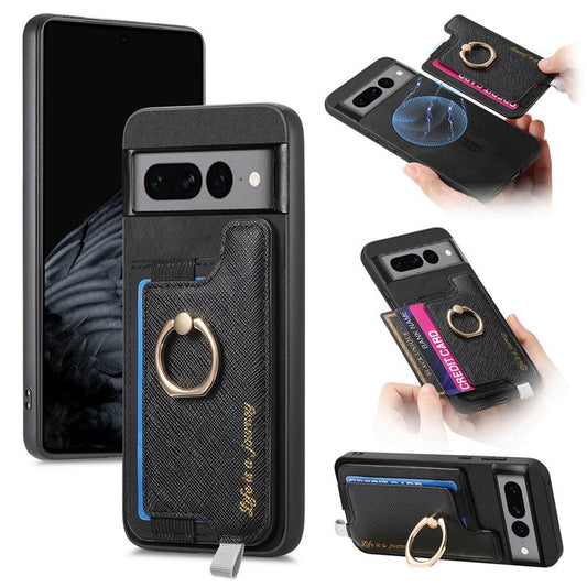 B5 For Google Pixel 7 Pro 5G Case 2-in-1 Magnetic Detachable Card Holder Leather+TPU Phone Cover - Black