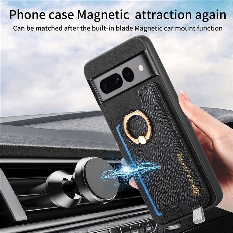 B5 For Google Pixel 7 Pro 5G Case 2-in-1 Magnetic Detachable Card Holder Leather+TPU Phone Cover - Black