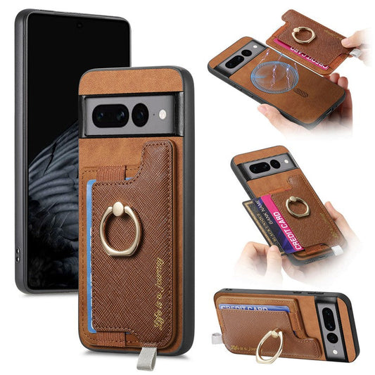 B5 For Google Pixel 7 Pro 5G Case 2-in-1 Magnetic Detachable Card Holder Leather+TPU Phone Cover - Brown
