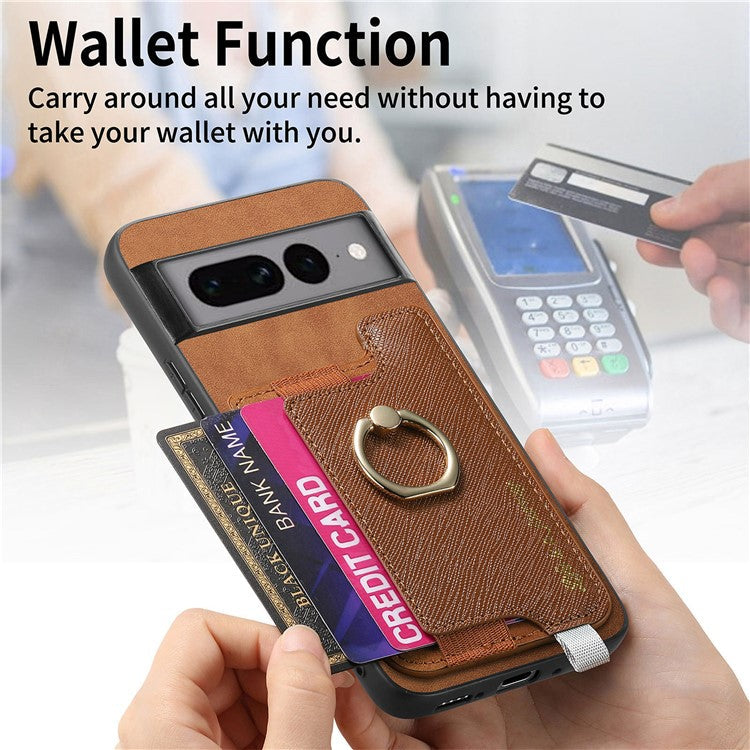 B5 For Google Pixel 7 Pro 5G Case 2-in-1 Magnetic Detachable Card Holder Leather+TPU Phone Cover - Brown