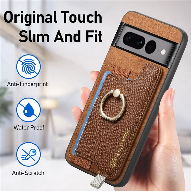 B5 For Google Pixel 7 Pro 5G Case 2-in-1 Magnetic Detachable Card Holder Leather+TPU Phone Cover - Brown