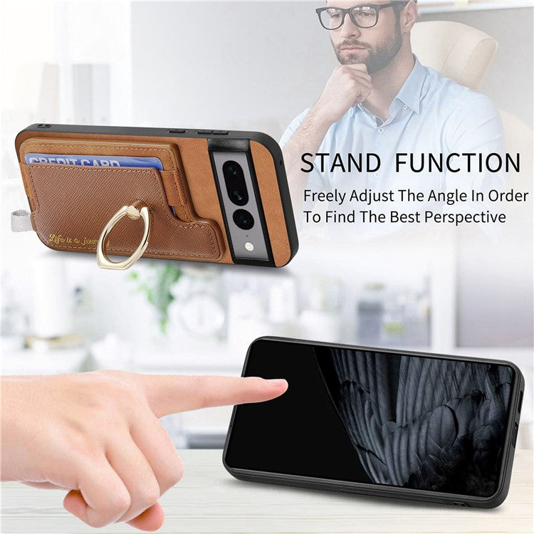 B5 For Google Pixel 7 Pro 5G Case 2-in-1 Magnetic Detachable Card Holder Leather+TPU Phone Cover - Brown