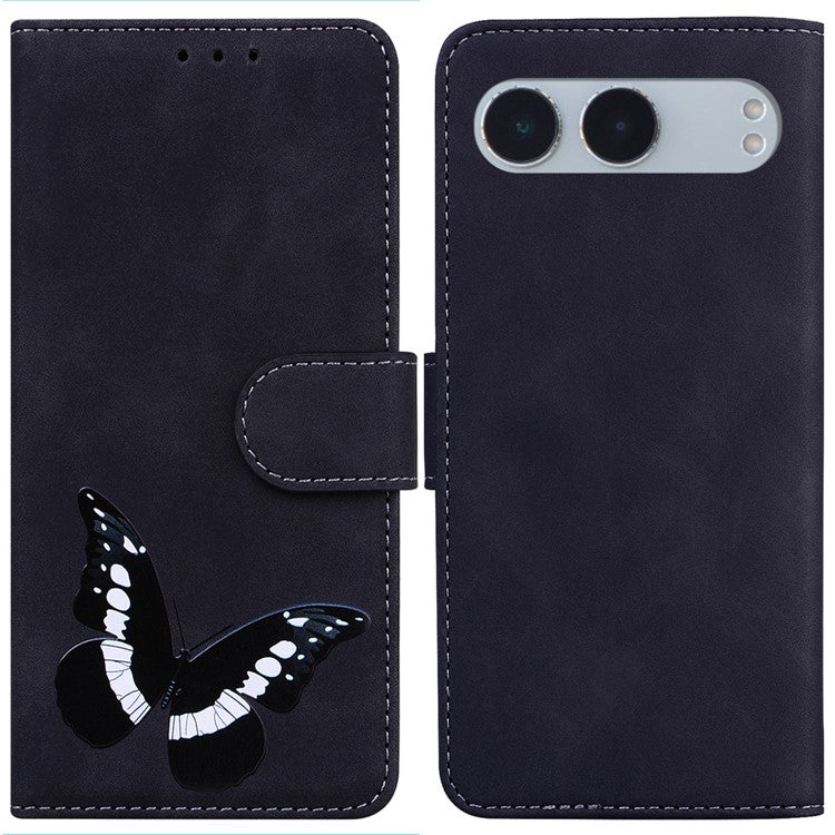 For OnePlus Nord 4 Stand Case PU Leather Phone Cover Butterfly Printed - Black