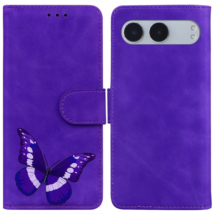 For OnePlus Nord 4 Stand Case PU Leather Phone Cover Butterfly Printed - Purple