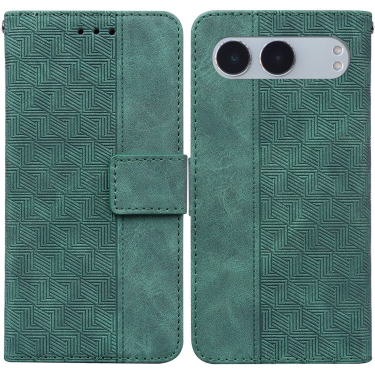 For OnePlus Nord 4 Case Geometry Pattern Leather Wallet Phone Cover - Green