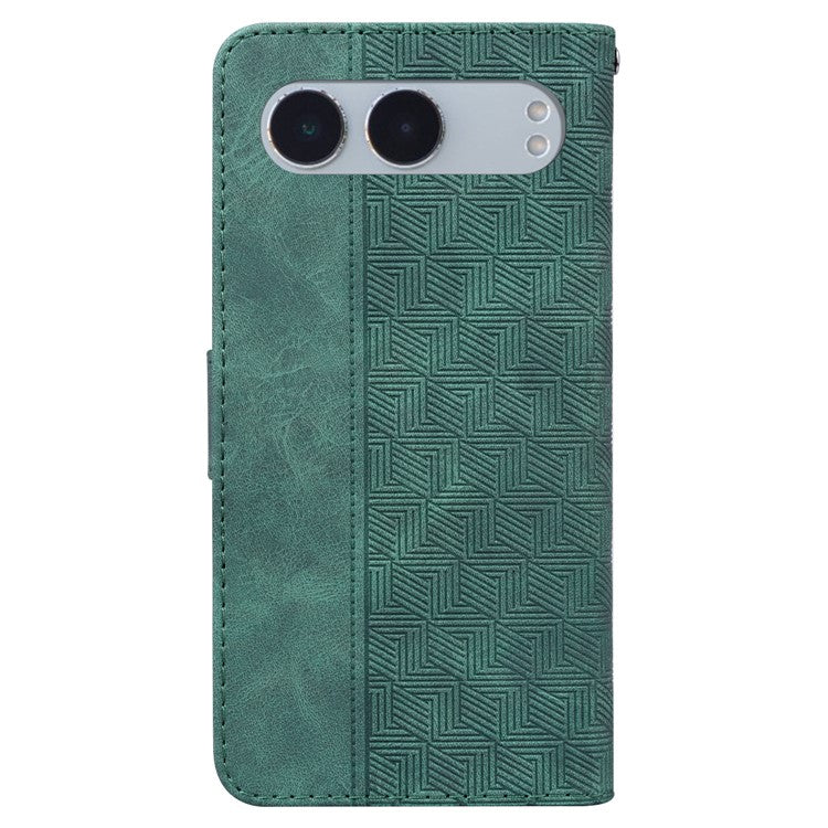 For OnePlus Nord 4 Case Geometry Pattern Leather Wallet Phone Cover - Green