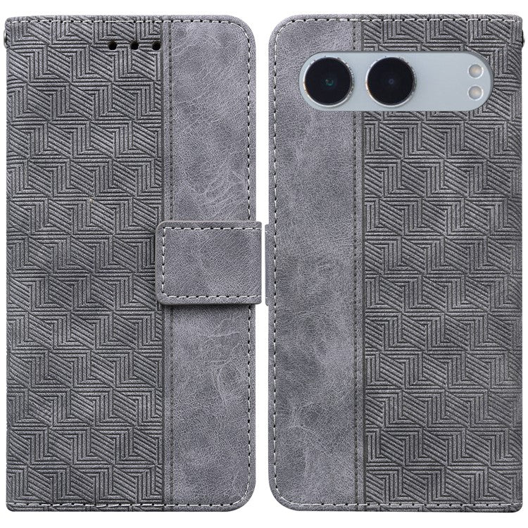 For OnePlus Nord 4 Case Geometry Pattern Leather Wallet Phone Cover - Grey