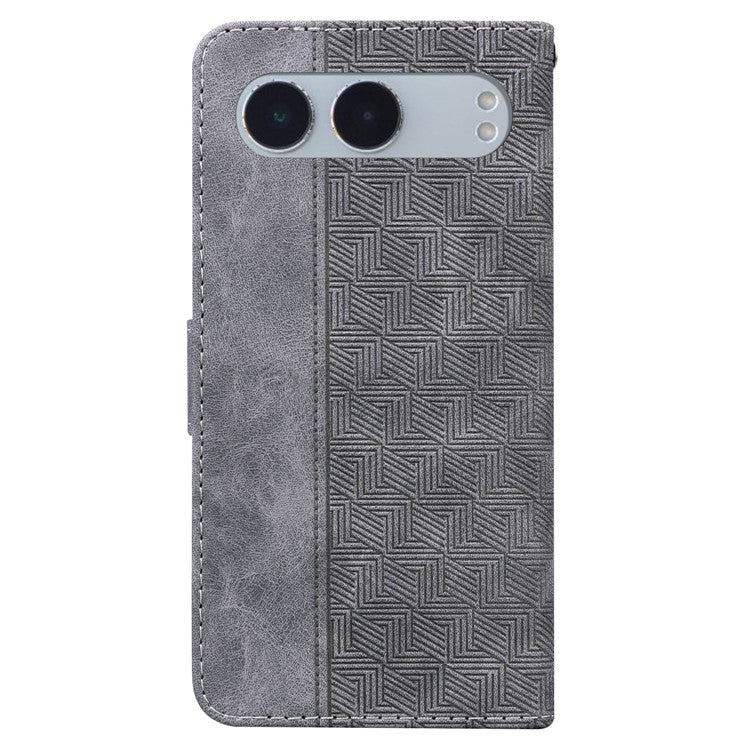 For OnePlus Nord 4 Case Geometry Pattern Leather Wallet Phone Cover - Grey