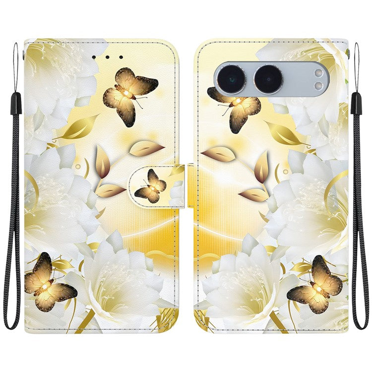 For OnePlus Nord 4 Wallet Phone Case Anti-Drop Leather Flip Cover Pattern Printing - Gold Butterfly Flower