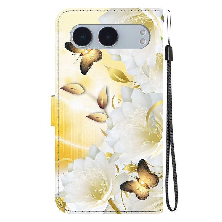 For OnePlus Nord 4 Wallet Phone Case Anti-Drop Leather Flip Cover Pattern Printing - Gold Butterfly Flower