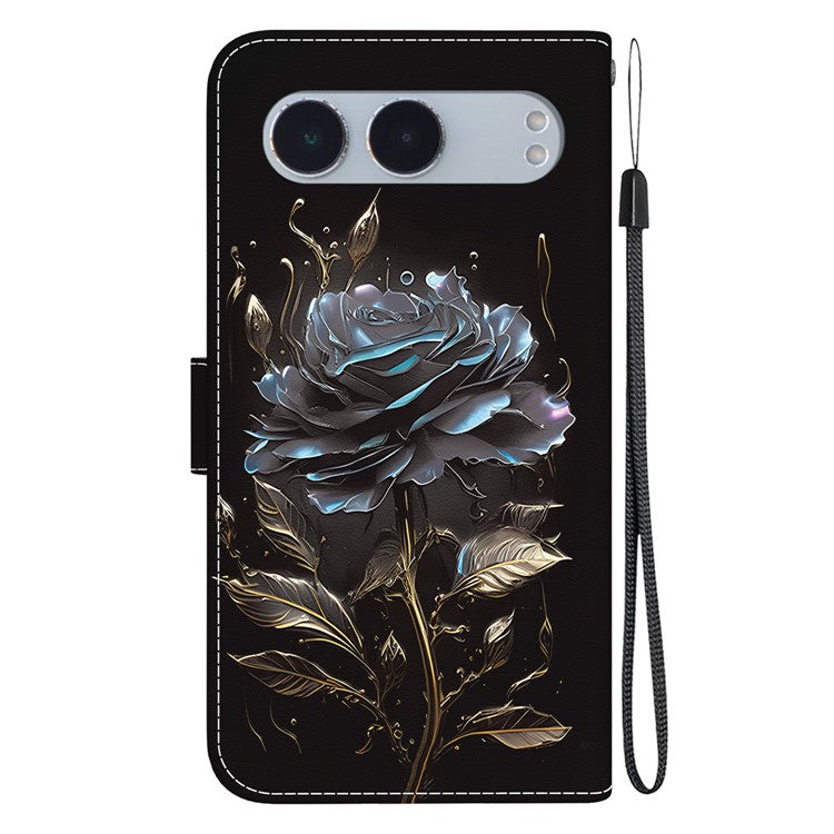 For OnePlus Nord 4 Wallet Phone Case Anti-Drop Leather Flip Cover Pattern Printing - Black Rose