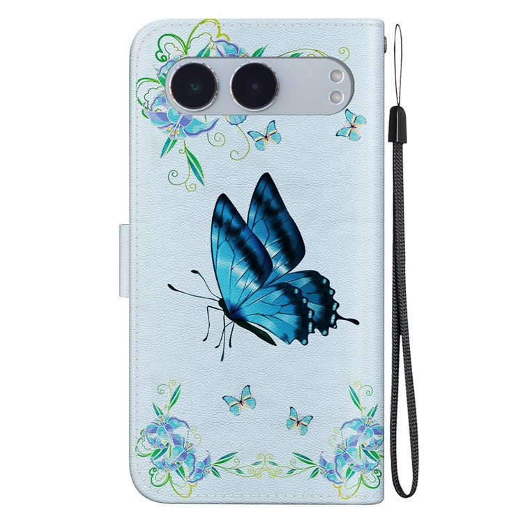 For OnePlus Nord 4 Wallet Phone Case Anti-Drop Leather Flip Cover Pattern Printing - Blue Butterfly Flower