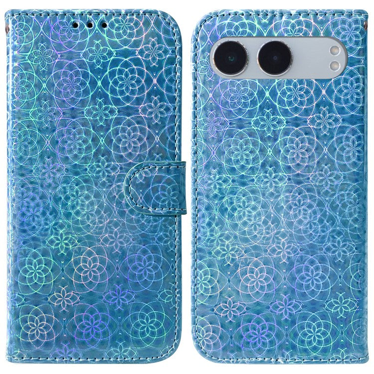 For OnePlus Nord 4 Stand Case Dazzling Flower Leather Phone Cover - Blue