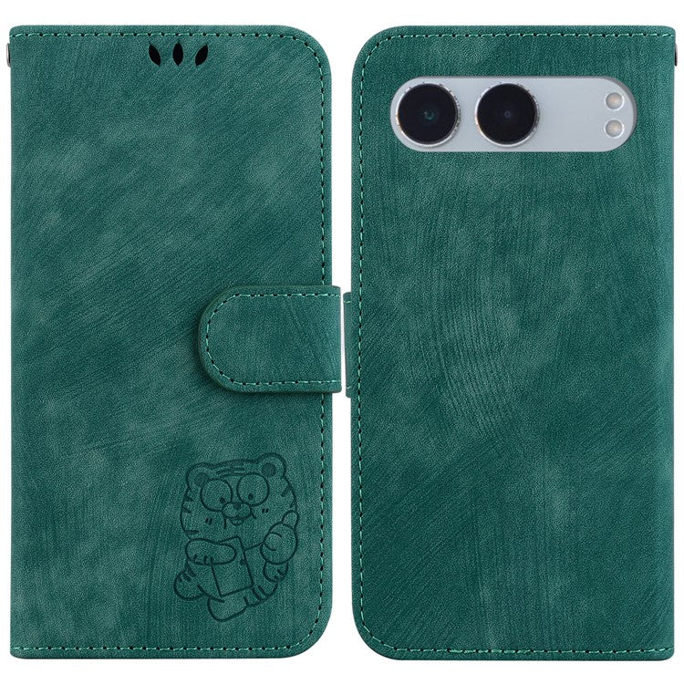 For OnePlus Nord 4 Wallet Case Tiger Imprint Leather Shockproof Phone Cover - Green
