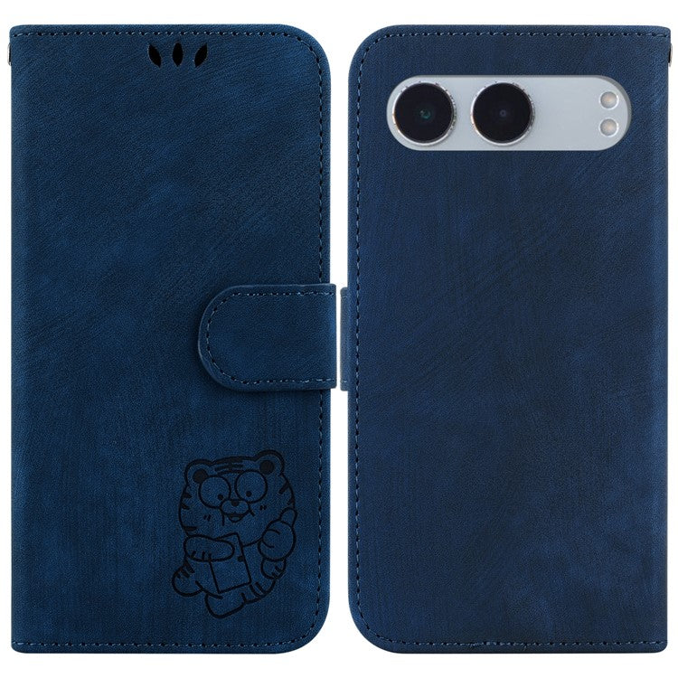 For OnePlus Nord 4 Wallet Case Tiger Imprint Leather Shockproof Phone Cover - Dark Blue