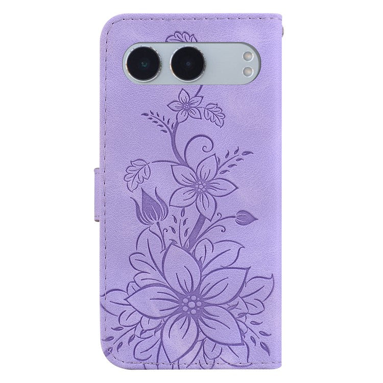 For OnePlus Nord 4 Case Lily Flower Imprint Leather Phone Cover with Stand