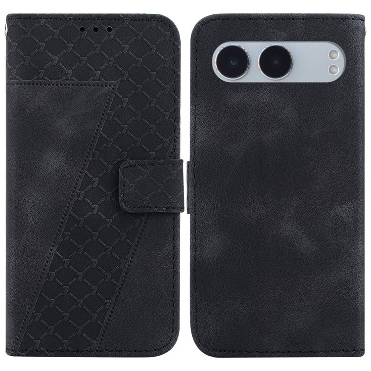 For OnePlus Nord 4 Stand Case 7-Shaped Pattern Imprint Leather Phone Cover - Black