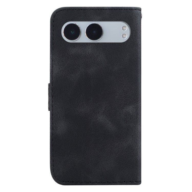 For OnePlus Nord 4 Stand Case 7-Shaped Pattern Imprint Leather Phone Cover - Black