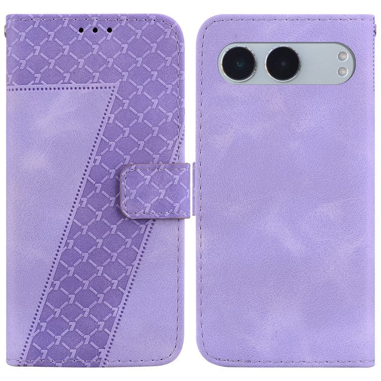 For OnePlus Nord 4 Stand Case 7-Shaped Pattern Imprint Leather Phone Cover - Purple